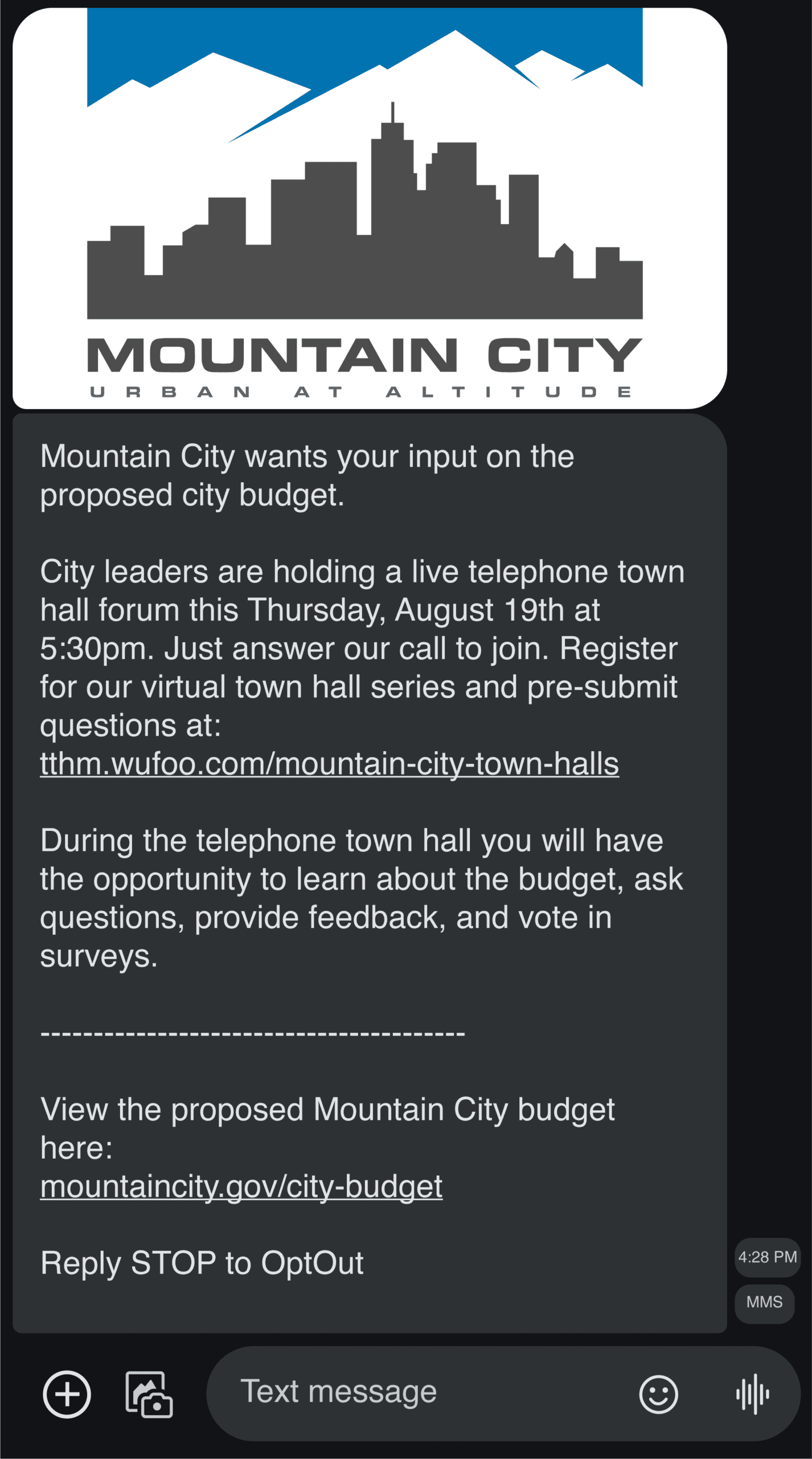 Municipalities Sample MMS Branded Text