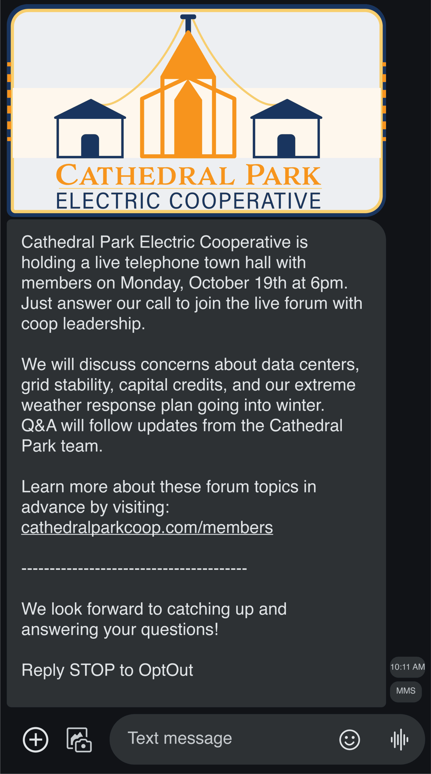 Utility Coop Sample MMS Branded Text