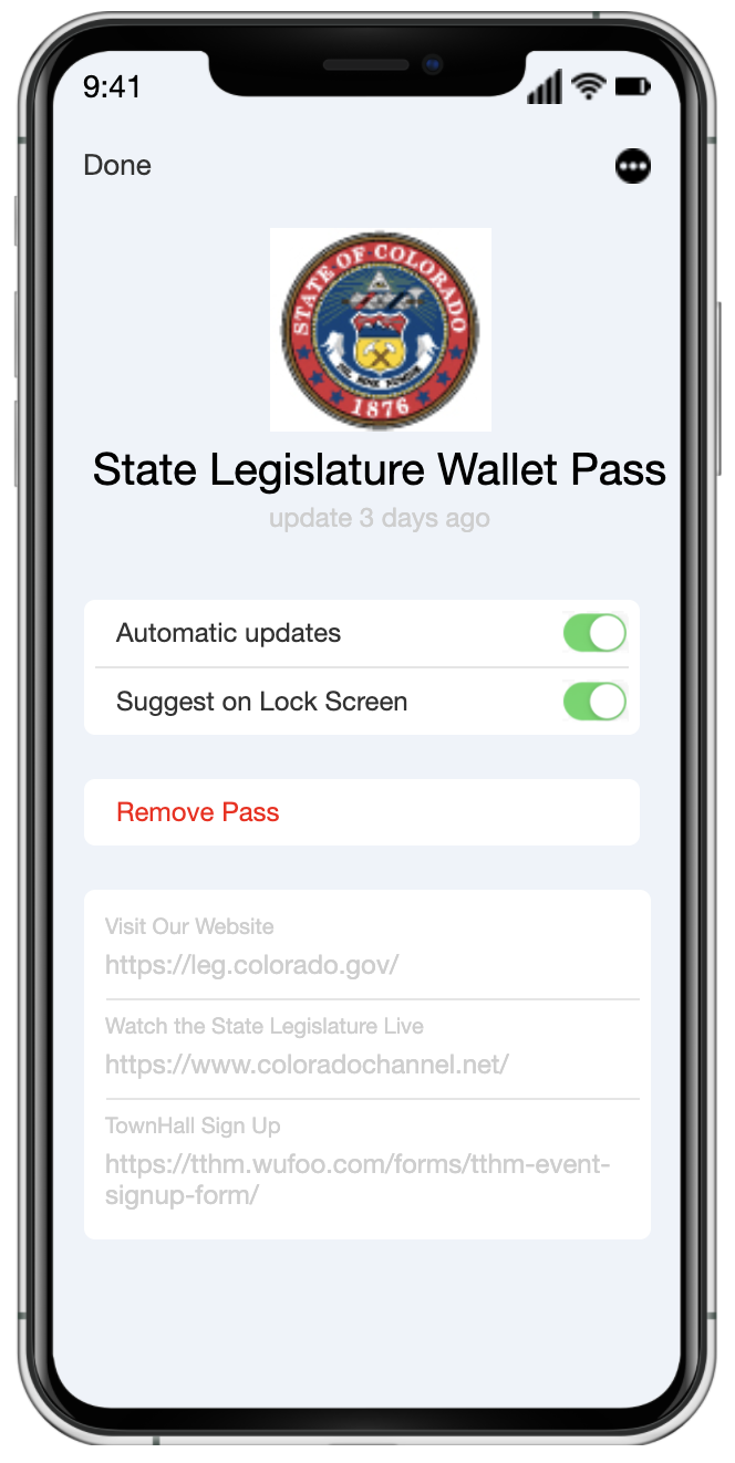 State Legislature Digital Wallet Pass Back